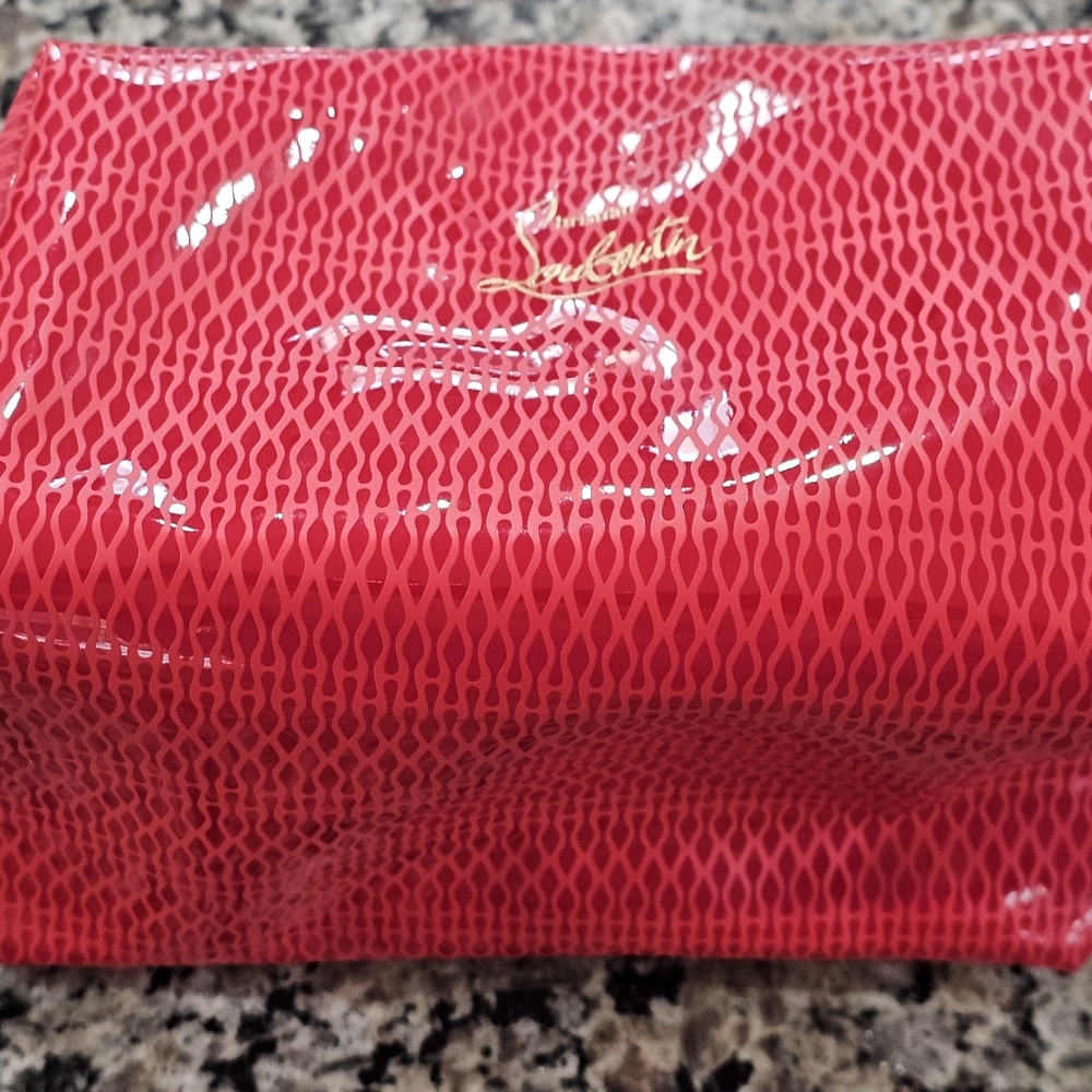 Christian Louboutin Vibrant Red Patterned Makeup Bag - Picture 4 of 4